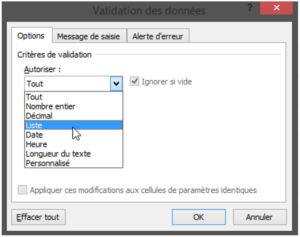 Créer un menu déroulant dynamique sur Excel