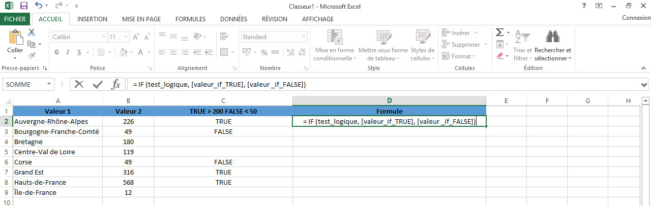 Créer une formule conditionnelle sur Excel VBA