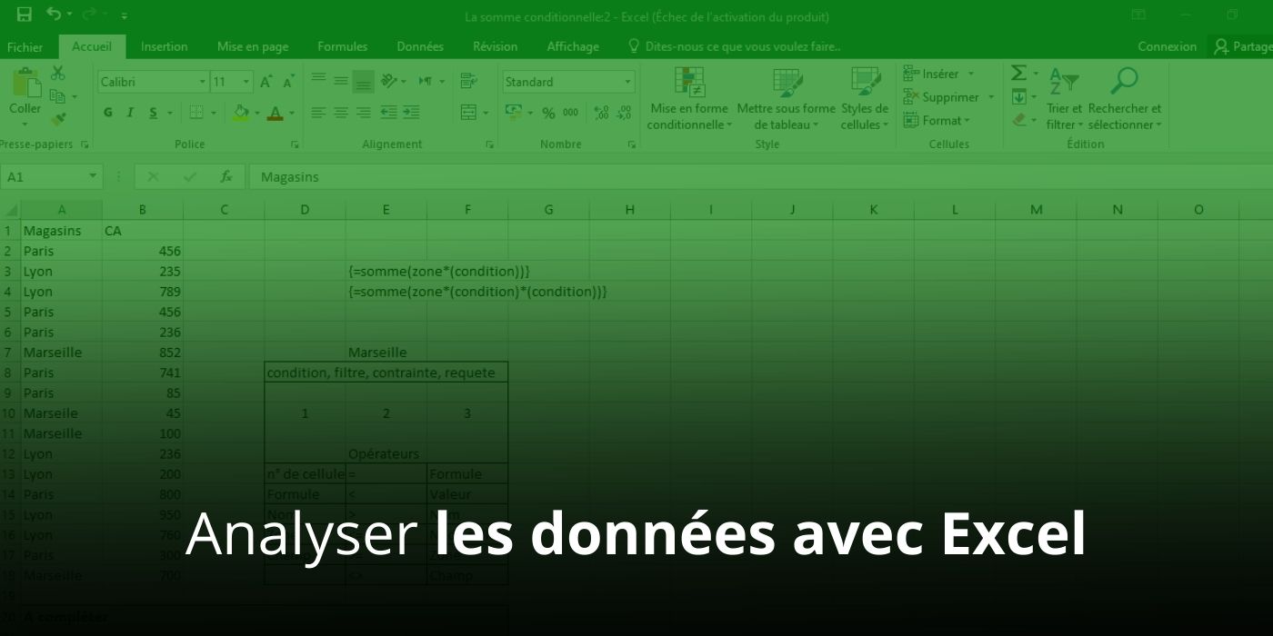 photo d’une feuille de calcul Excel avec un titre en blanc